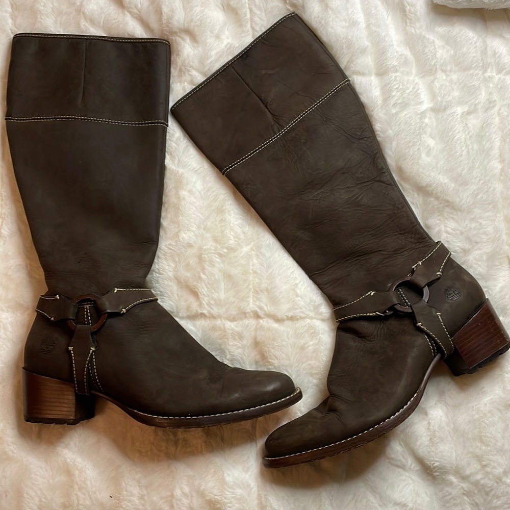Timberland knee high leather harness boots